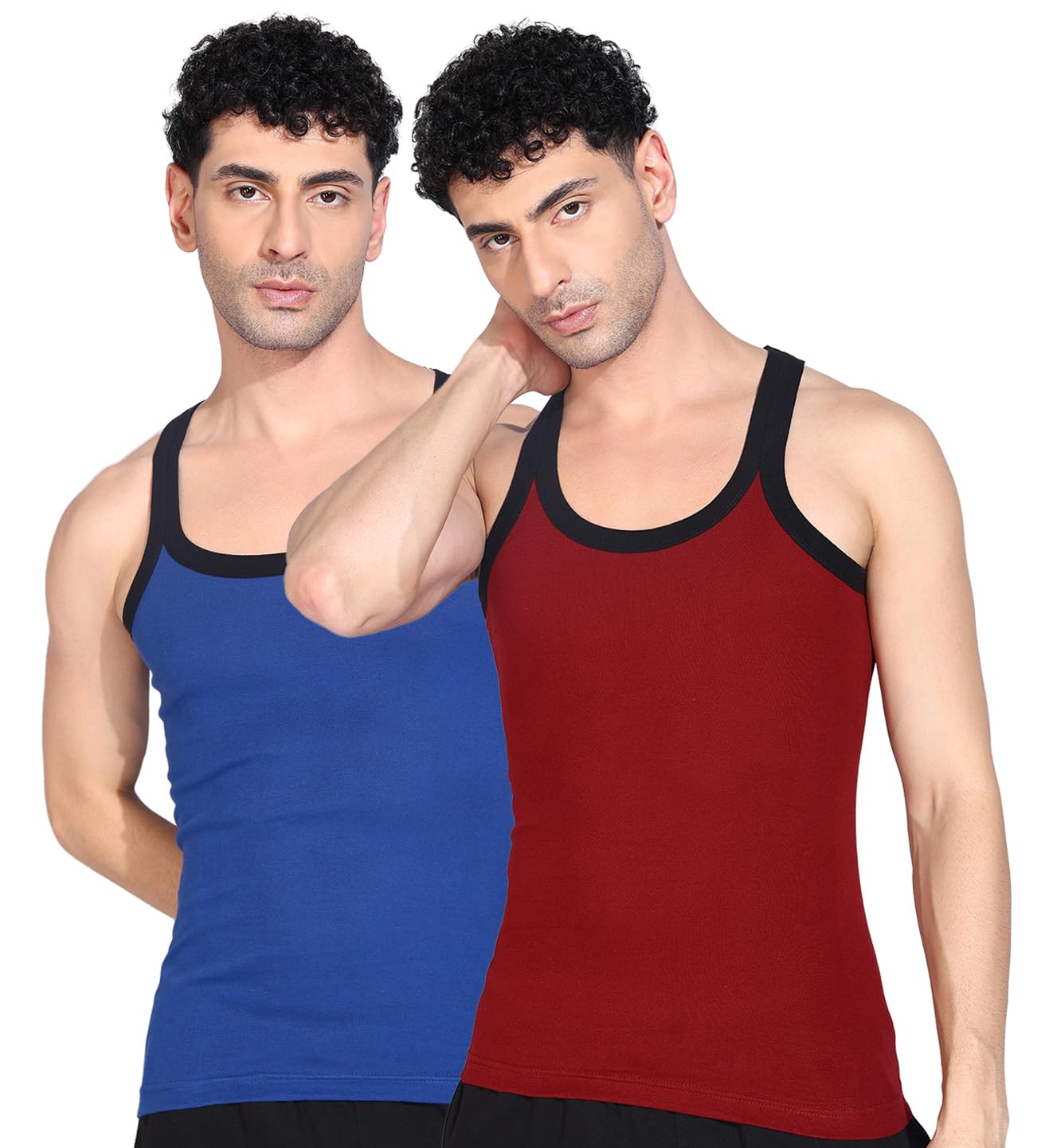 dollar bigboss Men's Assorted Solid Combed Cotton Racerback Styled Gym Vest (Colour May Vary)-picture-23