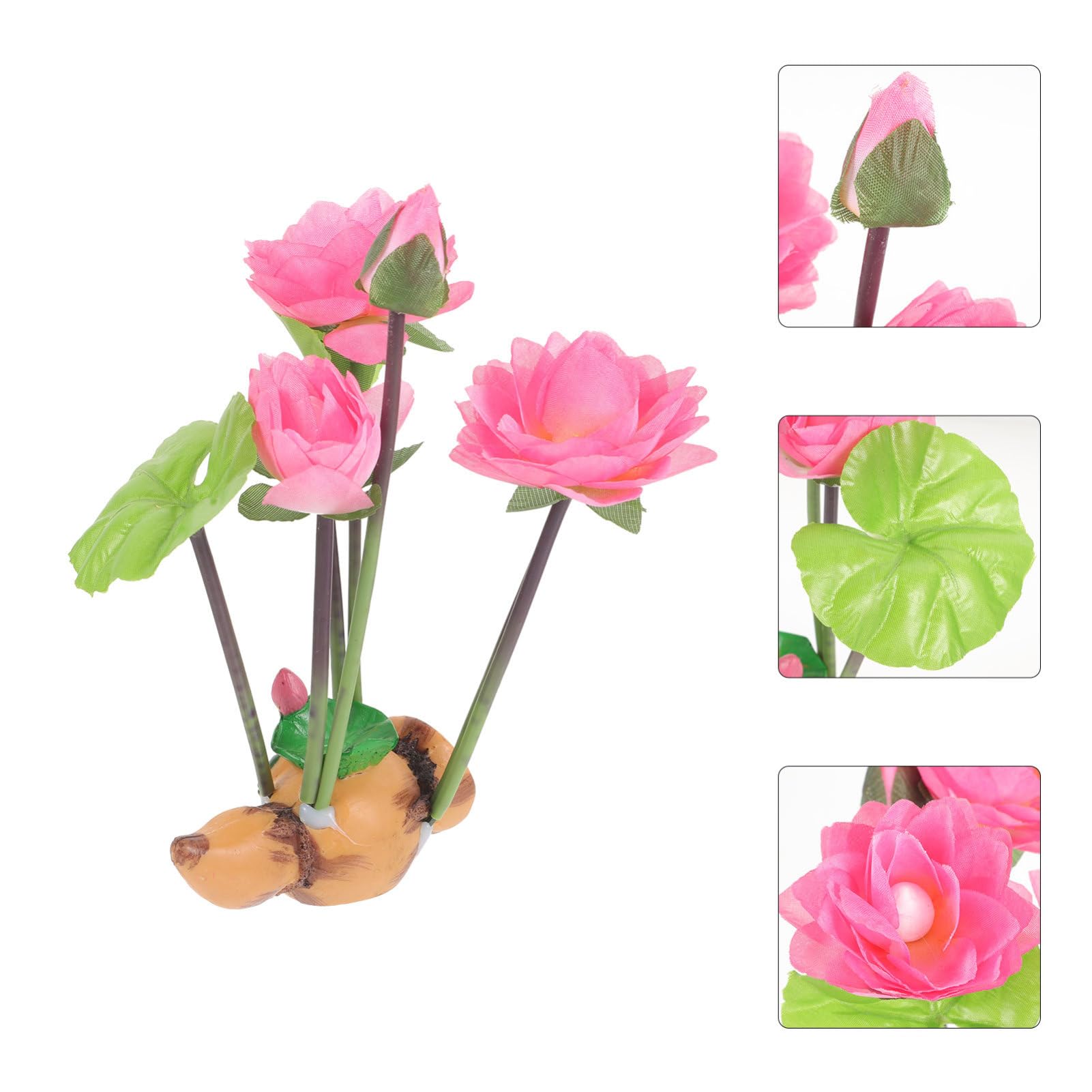 YARNOW 4 Pièces Ornements De Lotus Racine De Lotus Boîte Réservoir Usine Décorations D'aquarium Plante Artificielle pour Aquarium Fausse Herbe D'aquarium Décor De Récif Corallien Résine
