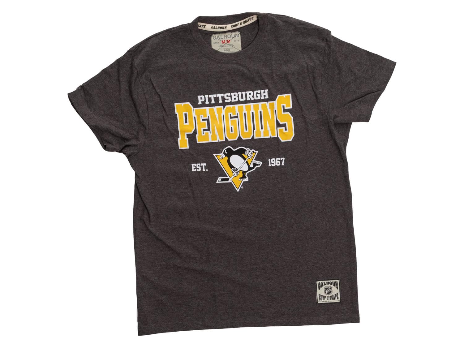 CALHOUN NHL Herren-T-Shirt im Vintage-Stil, Siebdruck-Logo, Baumwoll-Polyester-Mischgewebe