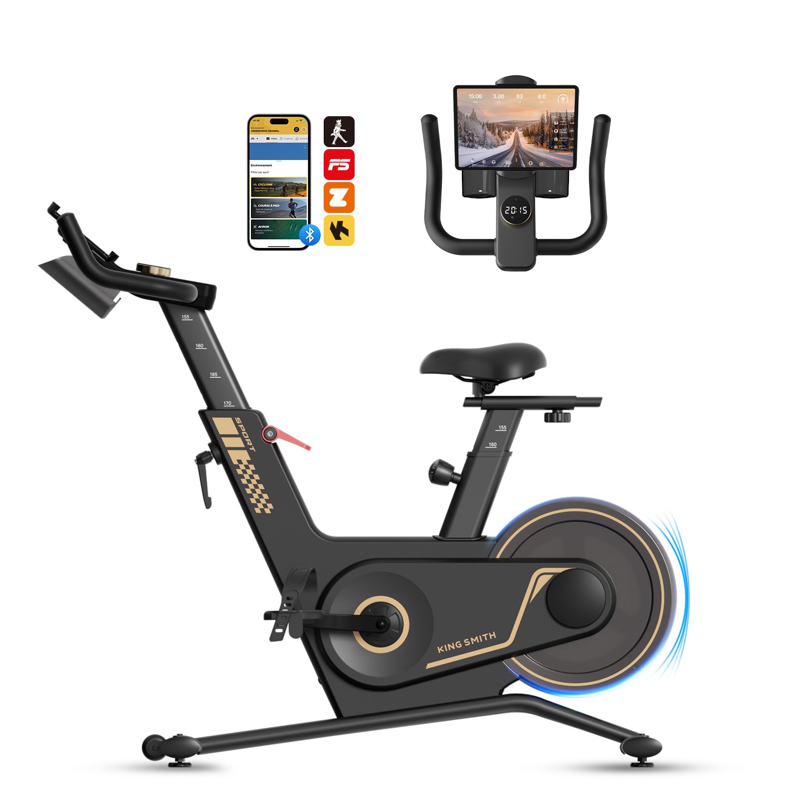 Cyclette per casa, 40 livelli di resistenza magnetica, pieghevole, per interni, capacità di peso di 120 kg, bici da fitness silenziosa, con display a LED, app supportata