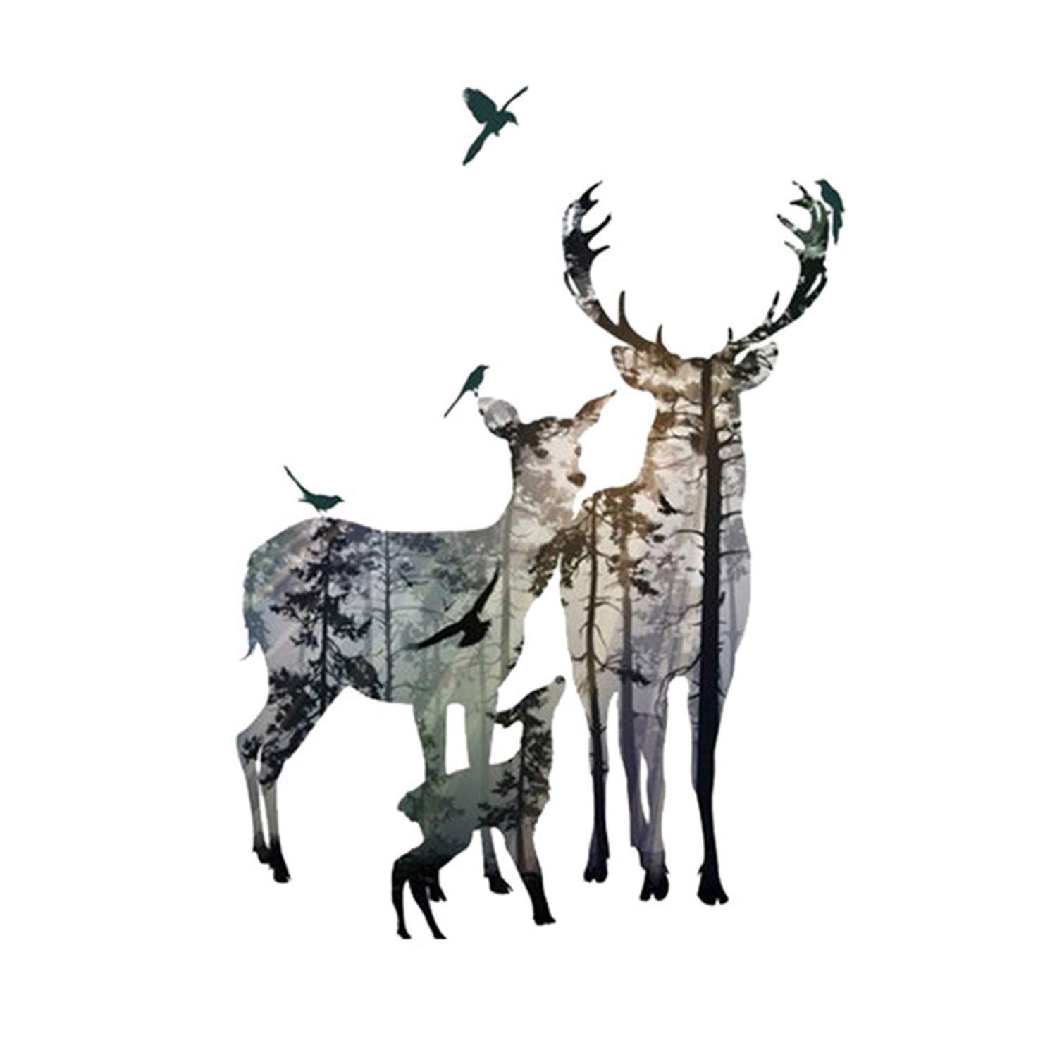 XIAFEIMANTIAN Forest Deer Wall Stickers Home Decor Living Room Office Decorations 3D Effect Wall Decals
