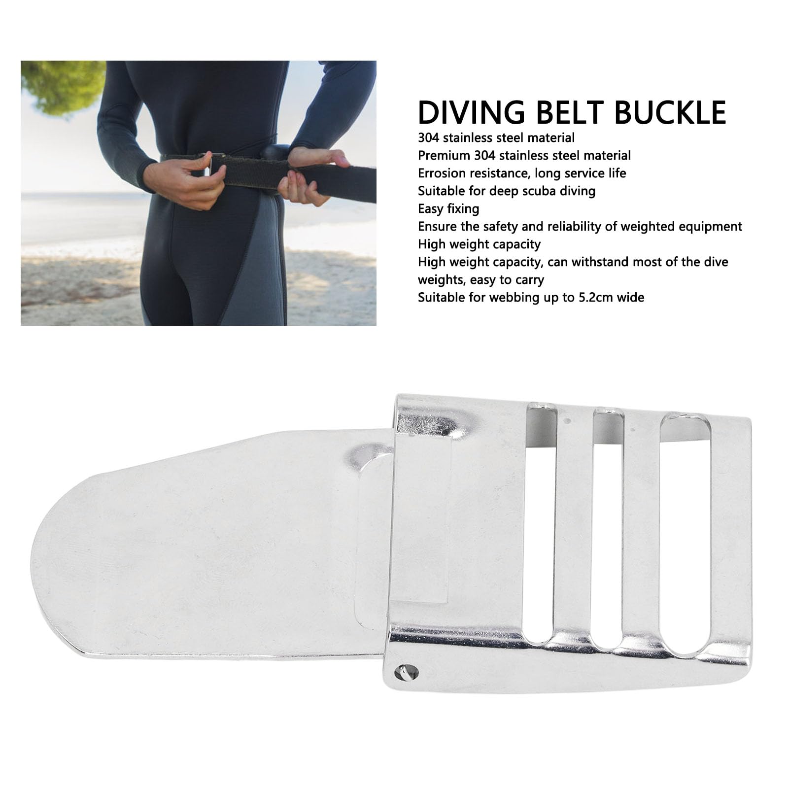 TEUOPIOE Scuba Weight Belt Dive Weight Belt Scuba Diving Weight Belt Buckle Professional 304 Stainless Steel Dive Weight Belt Buckle for Scuba Diving Equipment
