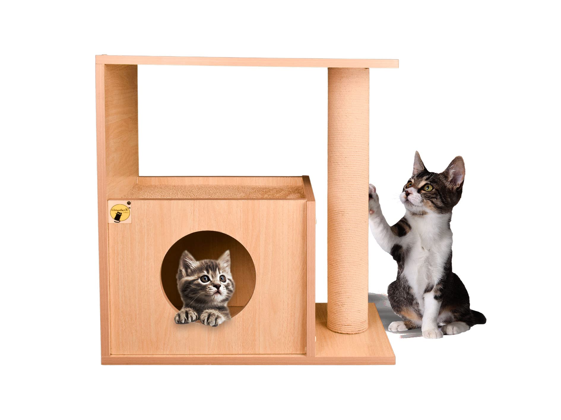 ClowderX Cat Tree House with Scratching Post and Carpet | Convertible Bedside Table | Cat Activity Tree Condo | 63x33x60cm, Medium, Beige (B09RLXRBHL) Amazon Price History, Amazon Price Tracker