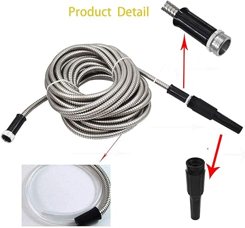 Miniatura 4 de WFLNHB Manguera de jardín flexible y ligera de acero inoxidable 304, mangueras de agua de metal ligero con boquilla para portátil (25)