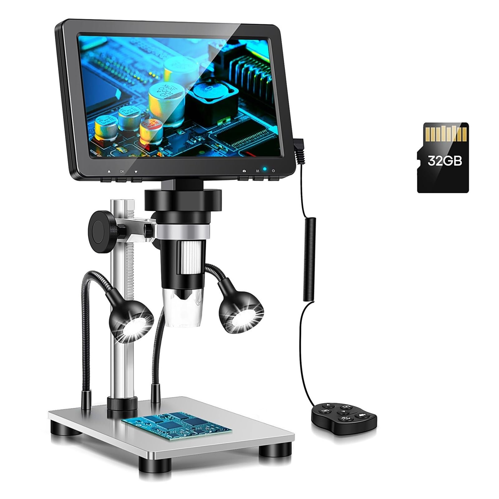 7'' LCD Mikroskop DM9 1200X Digital Mikroskope 1080P HD Scope Löten Reparatur Werkzeug Münze Lupe Mit 10 LED Licht