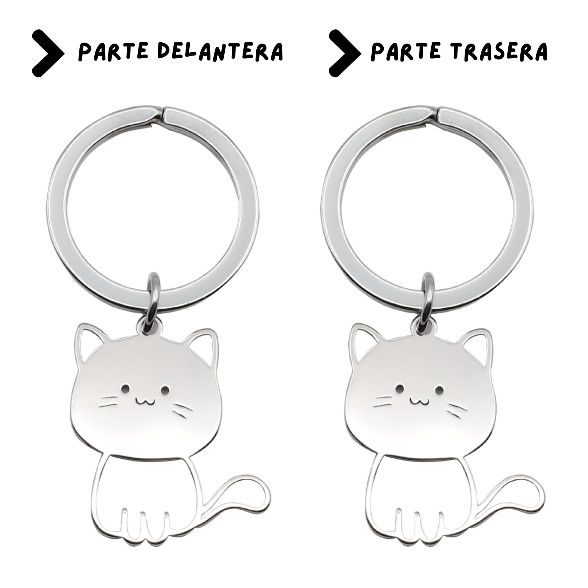 Llavero metálico gato 3 cm Acabado brillante