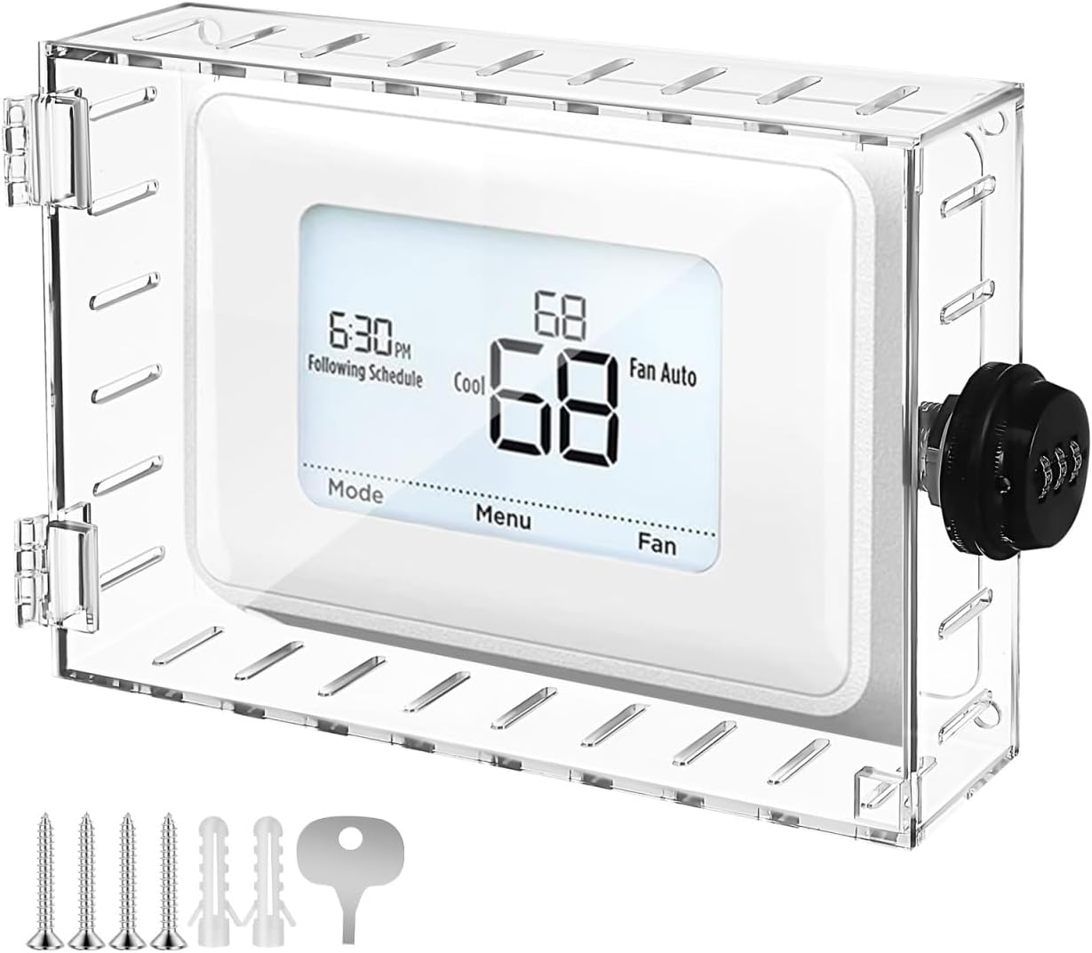 NOLITOY Large Clear Acrylic Thermostat Lock Box Cover with Combination Lock Universal Transparent Wall Protector Guard for Home Office AC Control Decorative Plate Baby Proofing 8.66 Inches