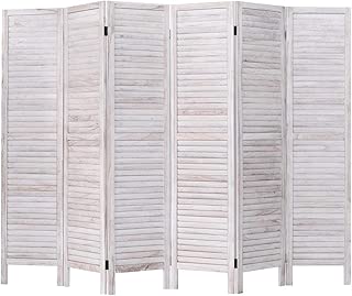 Giantex 6 Panel Wood Room Divider, 5.6 Ft Tall Oriental Folding Freestanding Partition Privicy Room Dividers Screen for Home, Office, Restaurant, Bedroom (White) - coolthings.us