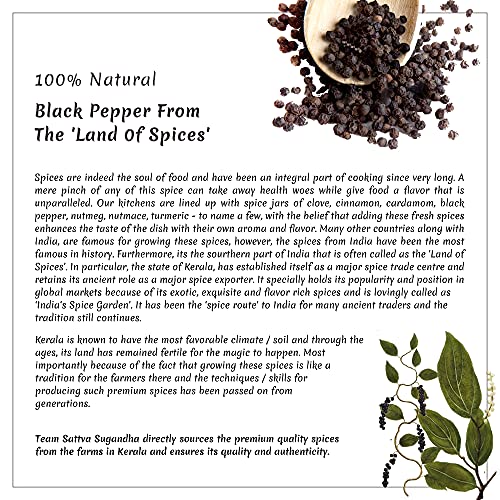 Image of Sattva Sugandha - Whole Black Pepper 10MM Bold 100% Natural Idukki District Kerala Pure Kali Mirch Naturally Grown Highly Aromatic Immunity Booster Product of India (800g)
