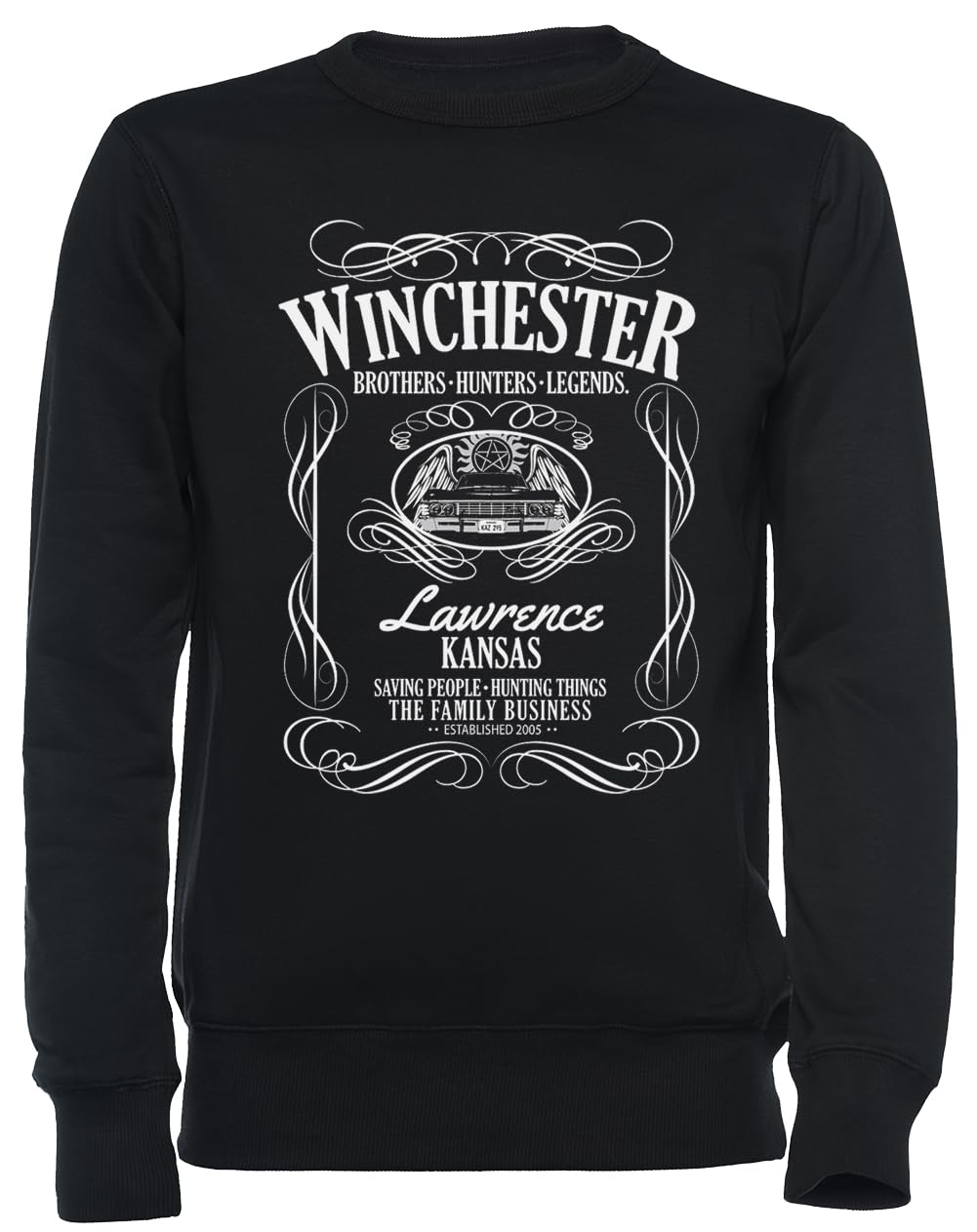 Sweat-shirt noir Winchester American Legends unisexe en coton confortable - 3