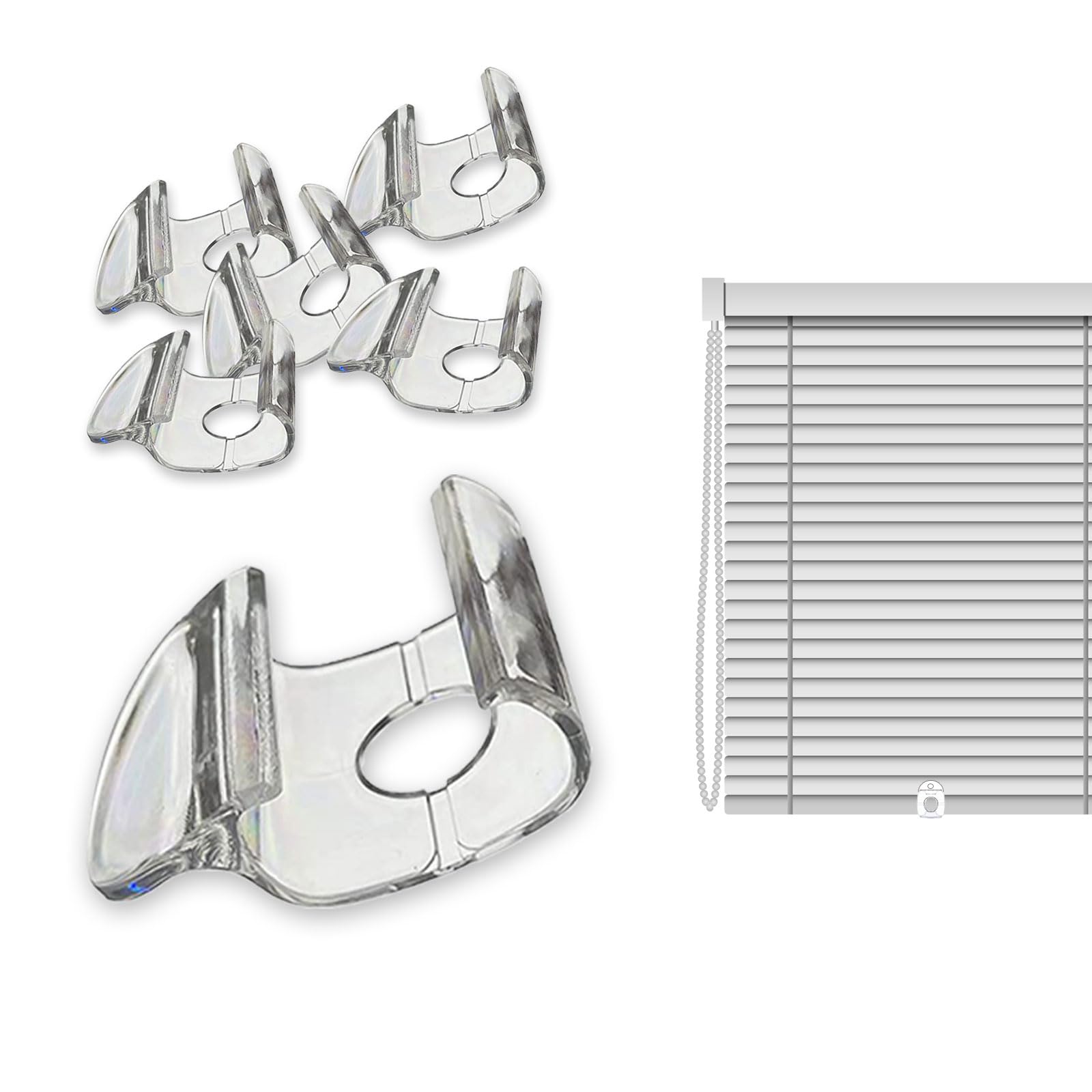 NIIIYTYB 6 Pcs Cordless Shade Handle Pull for Windows Graber Window Shades Pulls Blinds Clips Roller Blind Cord Clip with Mini Bottom Rail End Cap Plastic Handles Accessories Stopper Adjuster Parts