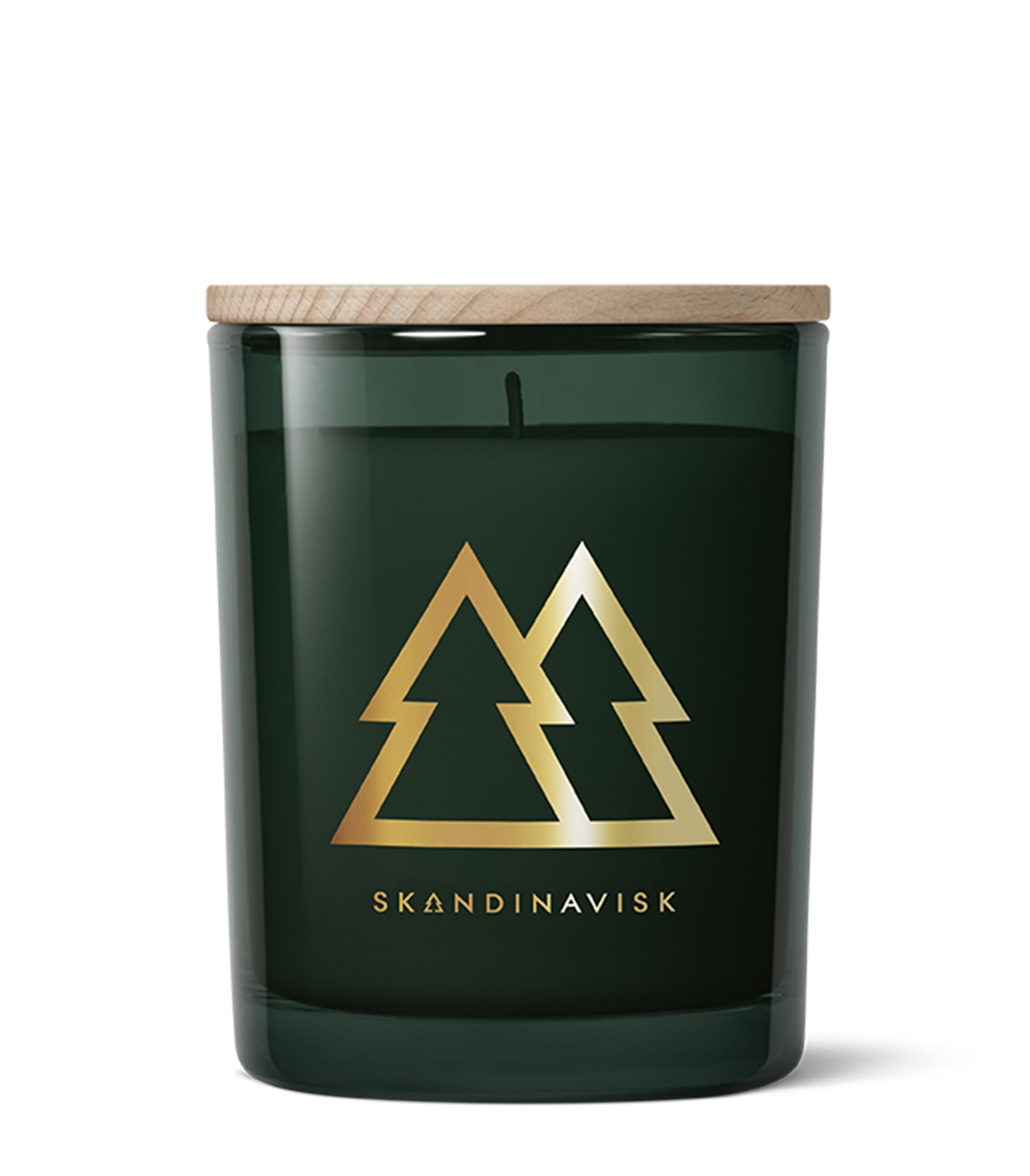 Skandinavisk SKOG Duftkerze Gold Edition. Duftnoten: Kiefernnadeln und Tannenzapfen, Birkensaft und Maiglöckchen. 200 g.