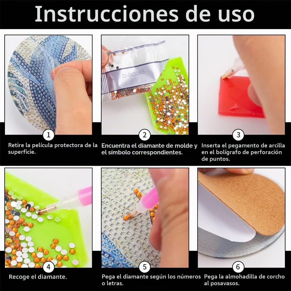 8 Piezas Frutas de Verano Posavasos de Diamond Painting con Soporte, Posavasos de Originales para Adultos Niños Manualidades, para Bebidas Vasos, de Cerveza o Bares, Tazas de Café o Té