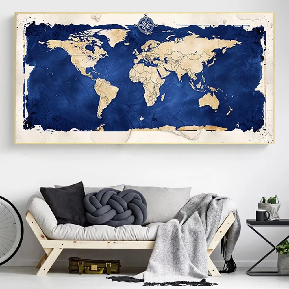 Mapa świata, zestawy sztuki diamentowej dla dorosłych, mapa do malowania diamentami 5D, zestawy artystyczne, duży obraz diamentowy 60 x 120 cm, DIY kwadratowy obraz diamentowy, zestawy artystyczne dla