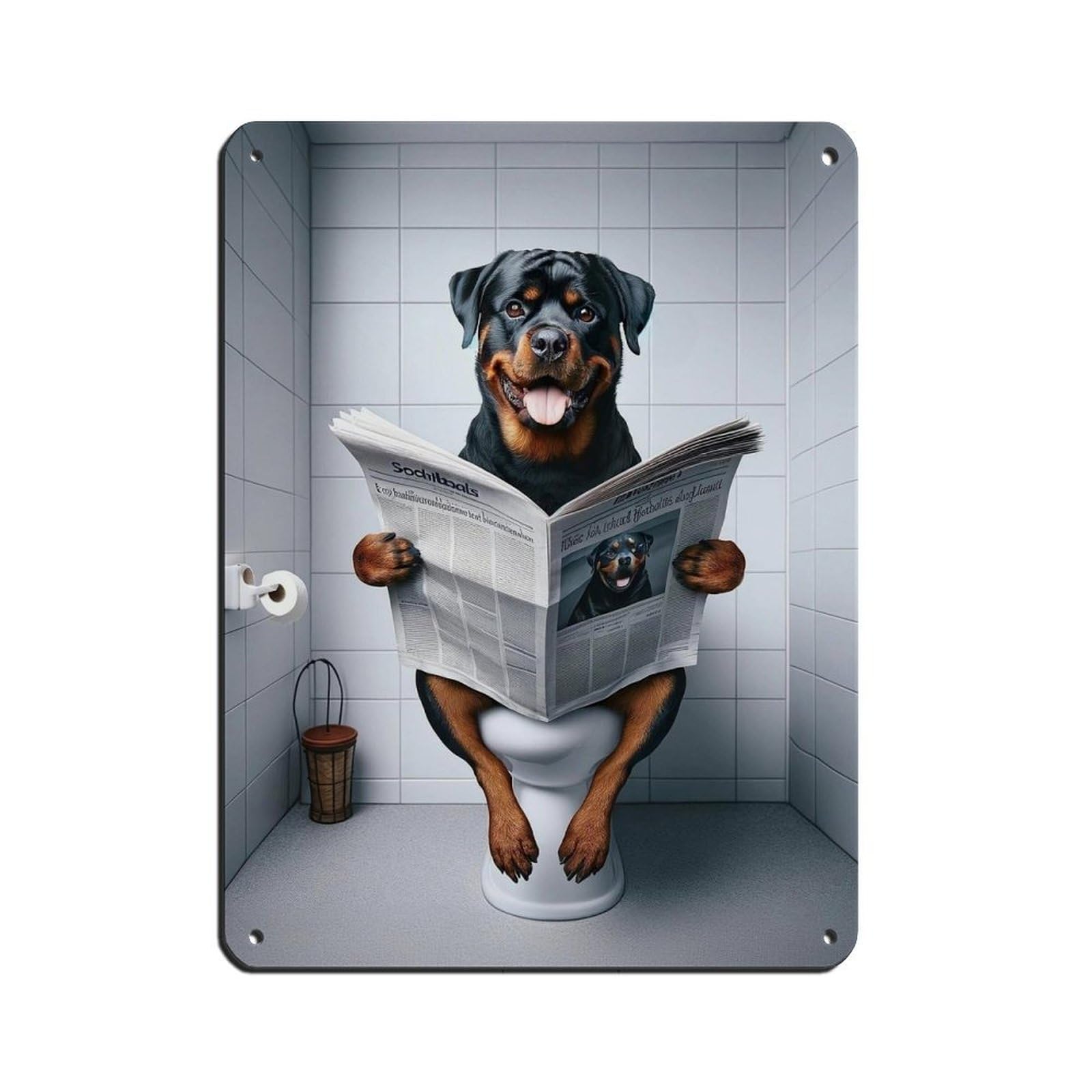 Lxwnze 30L X 40W Cm Rottweiler, Funny Bathroom Decor Retro Poster Metal Tin Sign Chic Art Retro Iron Painting Bar People Cave Cafe Family Garage Poster Wall Decoration 12X16inch(30X40cm)