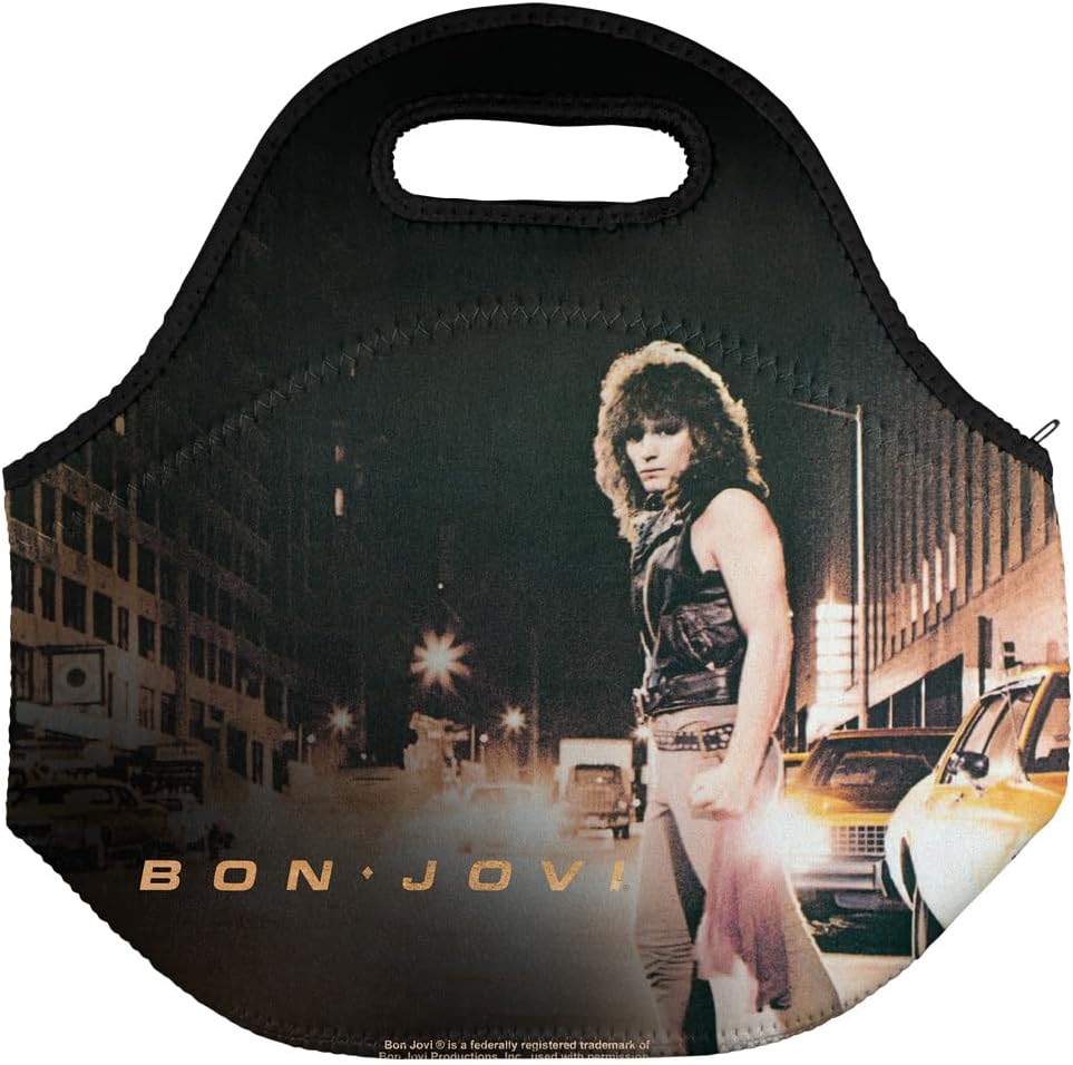 Popfunk Bon Jovi Have a Nice Day Soft Neoprene Lunch Bag, Lightweight, Insulated, Reusable for School, Work, Office