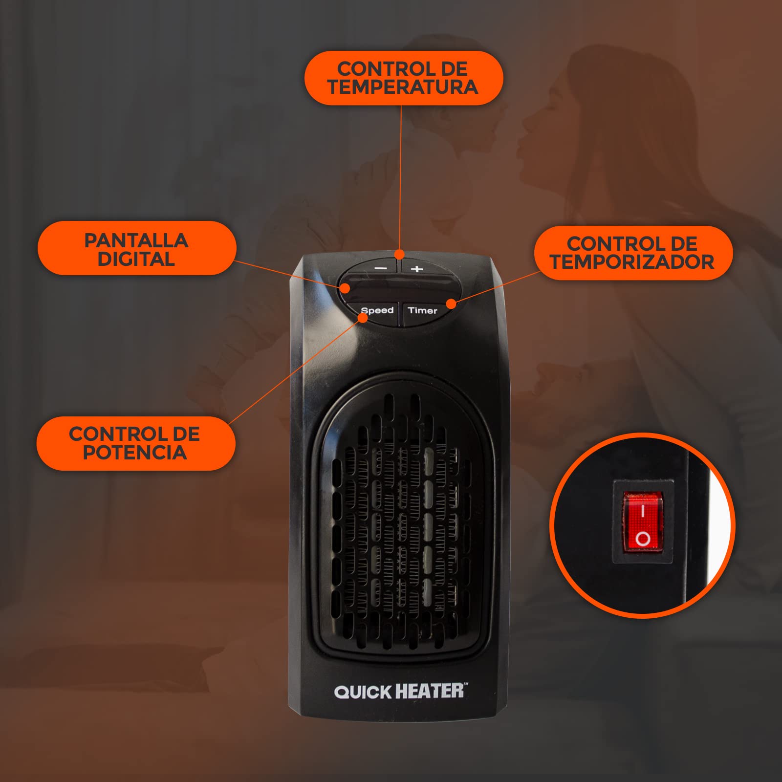 Mini radiatore elettrico piccolo | Riscaldatore basso consumo | Potenza 400 W | Programmabile fino a 12 ore | Temperatura regolabile