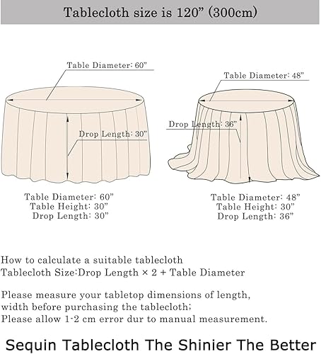 Vista 69 de ShiDianYi Mantel redondo de 90 pulgadas, mantel de lentejuelas color fucsia con purpurina para tarta, postre brillante, para fiesta de cumpleaños
