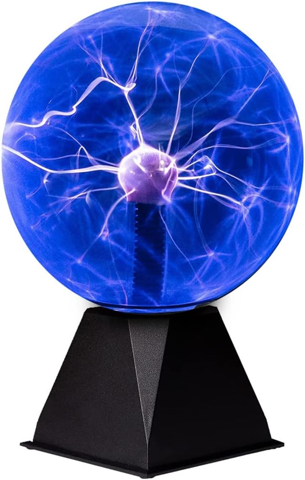 mcoplus 8 Inch Blue Plasma Ball, Lamp/Light, Electric Nebula Lightening Ball, Touch & Sound Sensitive, for Parties, Home, Decorations, Gift for Holiday and Birthday, Novelty