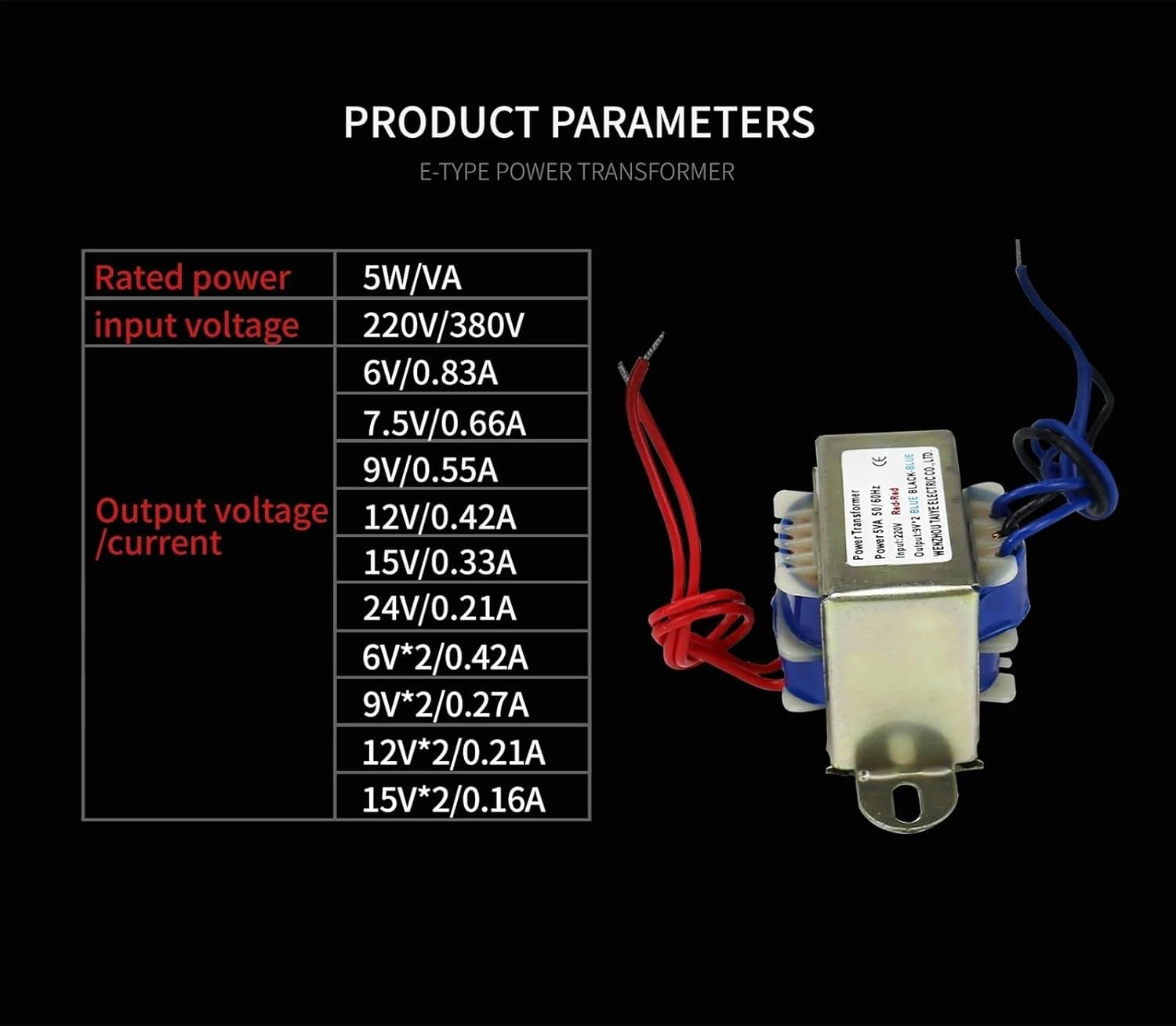 5W Power Transformer Supporting Power Transformer Output Voltage Copper core Input 220V 380V Single/Dual Audio Transformer (Color : 220V Dual V 3 line, Size : 9V)