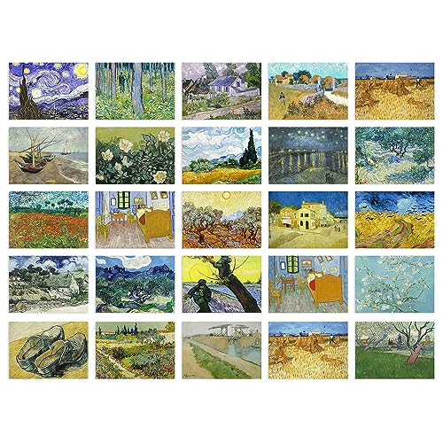 Artery8 50 Pcs Vincent Van Gogh Art Aesthetic Collage Kit Paintings Wall Art Prints A6 Set Pack 14.8 x 10.5 cm (5.8 x 4.1) Room Decor Poster Collection Starry Night