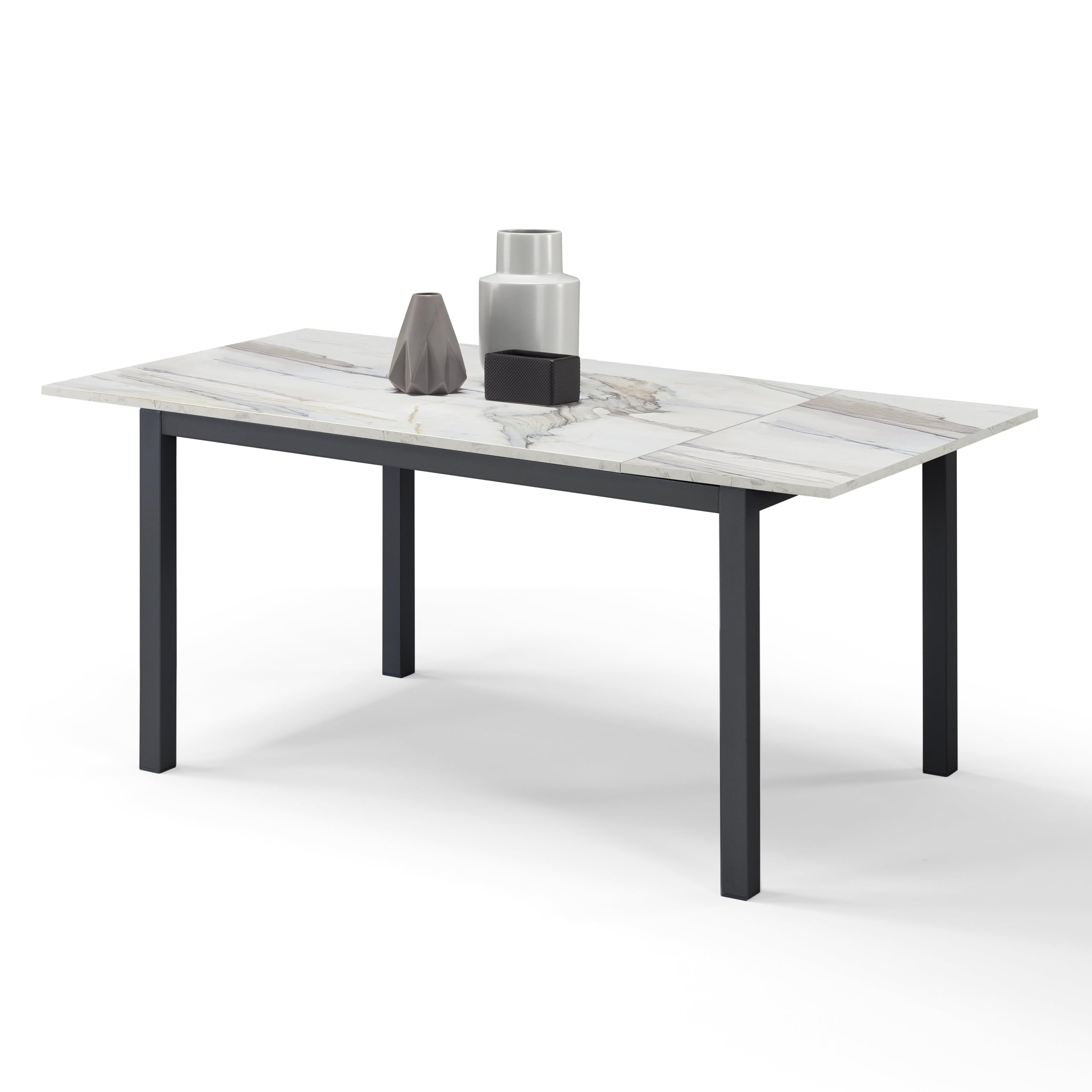 REDÒKASA Tavolo da pranzo allungabile 110x70 modello GIOTTO MADE IN ITALY con allunga laterale 40 cm per sala da pranzo, cucina e soggiorno, design moderno (Marmo di Carrara)