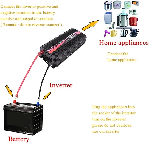 Miniatura 8 de Inversor de corriente de onda sinusoidal pura de 1000 W fuera de la red 24 V CC a 110 V 120 V CA 60 Hz con pantalla LED enchufe de EE. UU