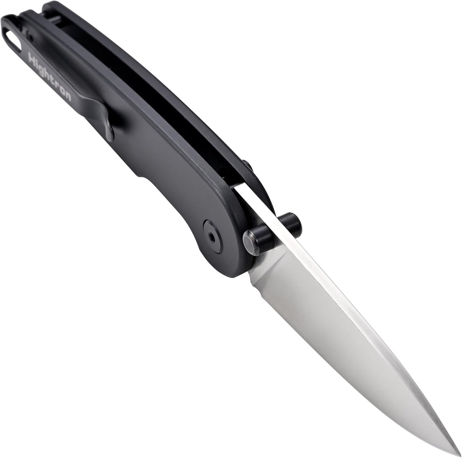 Hightron Birdidi Folding Knife, 2.91" Drop-Point D2 Blade Aluminum Handle, Pocket Knife with Pocket Clip for Camping Survival Hiking Button Lock Knives for Men Women Black-W