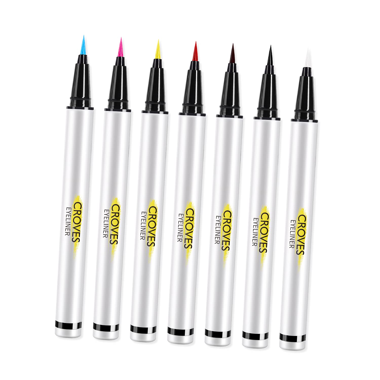 7 Colors Liquid Eyeliner Waterproof Long lasting Liquid Colorful Eye Liner Pen, Black Eyeliner smudge proof Eyeliner Color Set