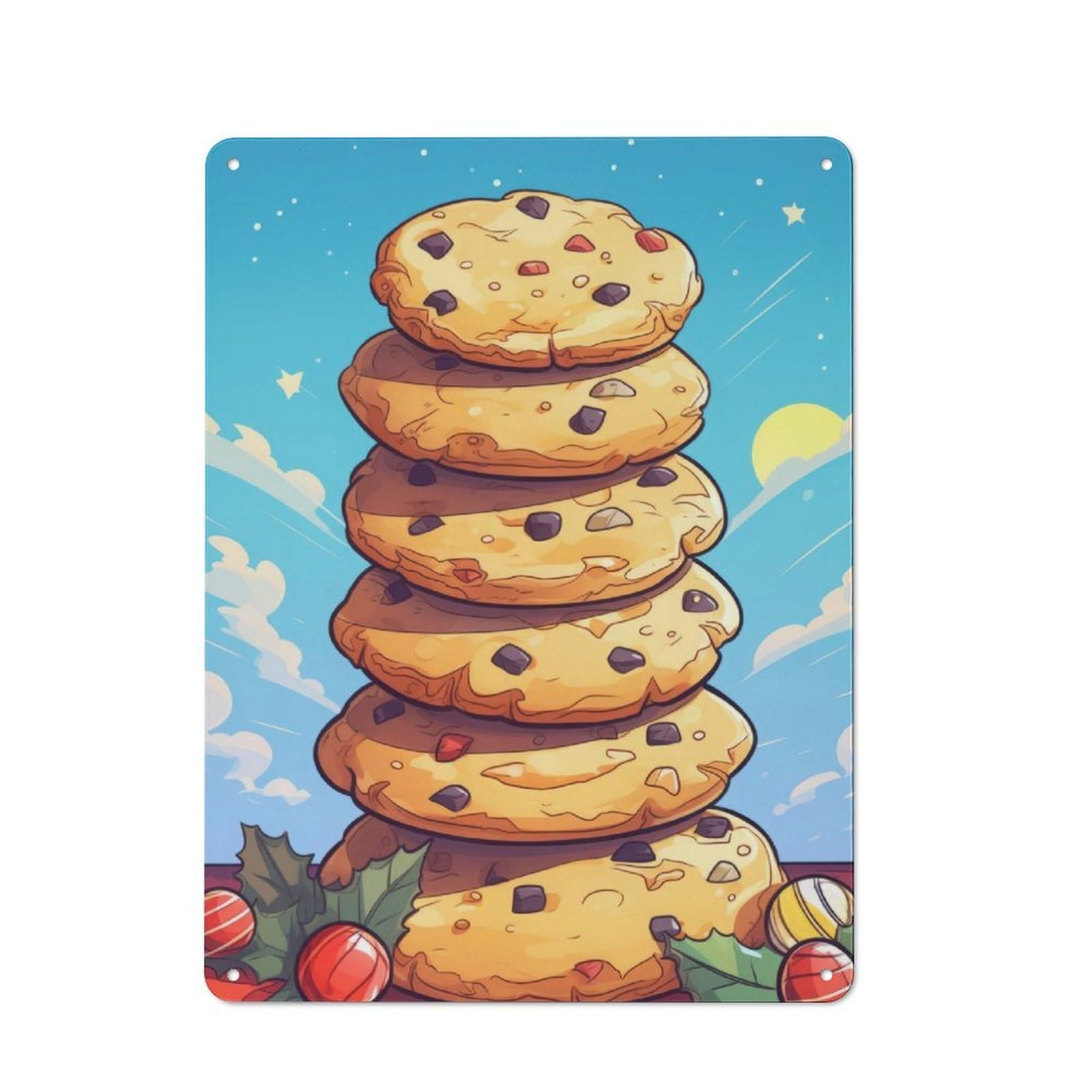 Junmoney Cookies Christmas Vibes Retro-Style Metal Plaque 40X30cm For Garage Or Workshop, For Garage, Workshop And Man Cave Decoration