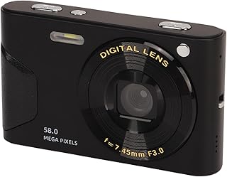 Câmera digital 4K para fotografia, câmera vlogging de foco automático de zoom 16X de 58 MP, câmera compacta infantil com tela HD TFT de 2,7 polegadas, reconhecimento facial, função de temporização, foco automático AF (preto)