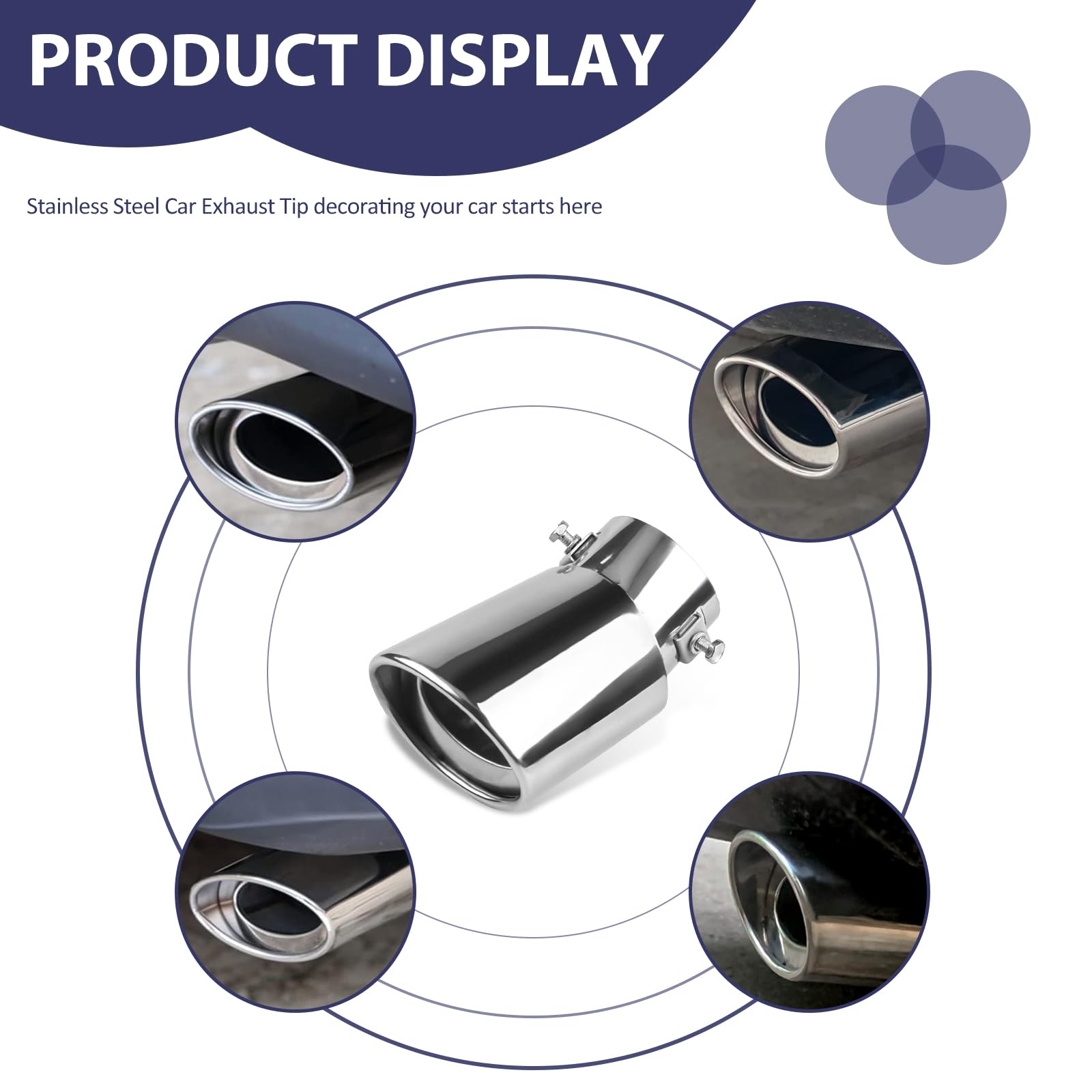 Muffler Tip Stainless Steel Car - Chrome Effect For 1.5-2 Inch Exhaust Pipes With Clamps Stainless Steel Exhaust Tip With Installation Clamps - Foto 9