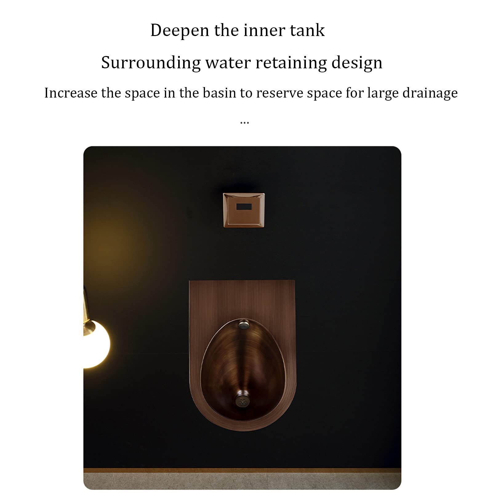 Orinatoio in Acciaio Inox 304, WC sospeso a Parete, orinatoio Maschile a Parete, Scarico a induzione, WC pubblico, Piccolo WC Verticale, Adatto per Famiglie, Ho, Brown-B