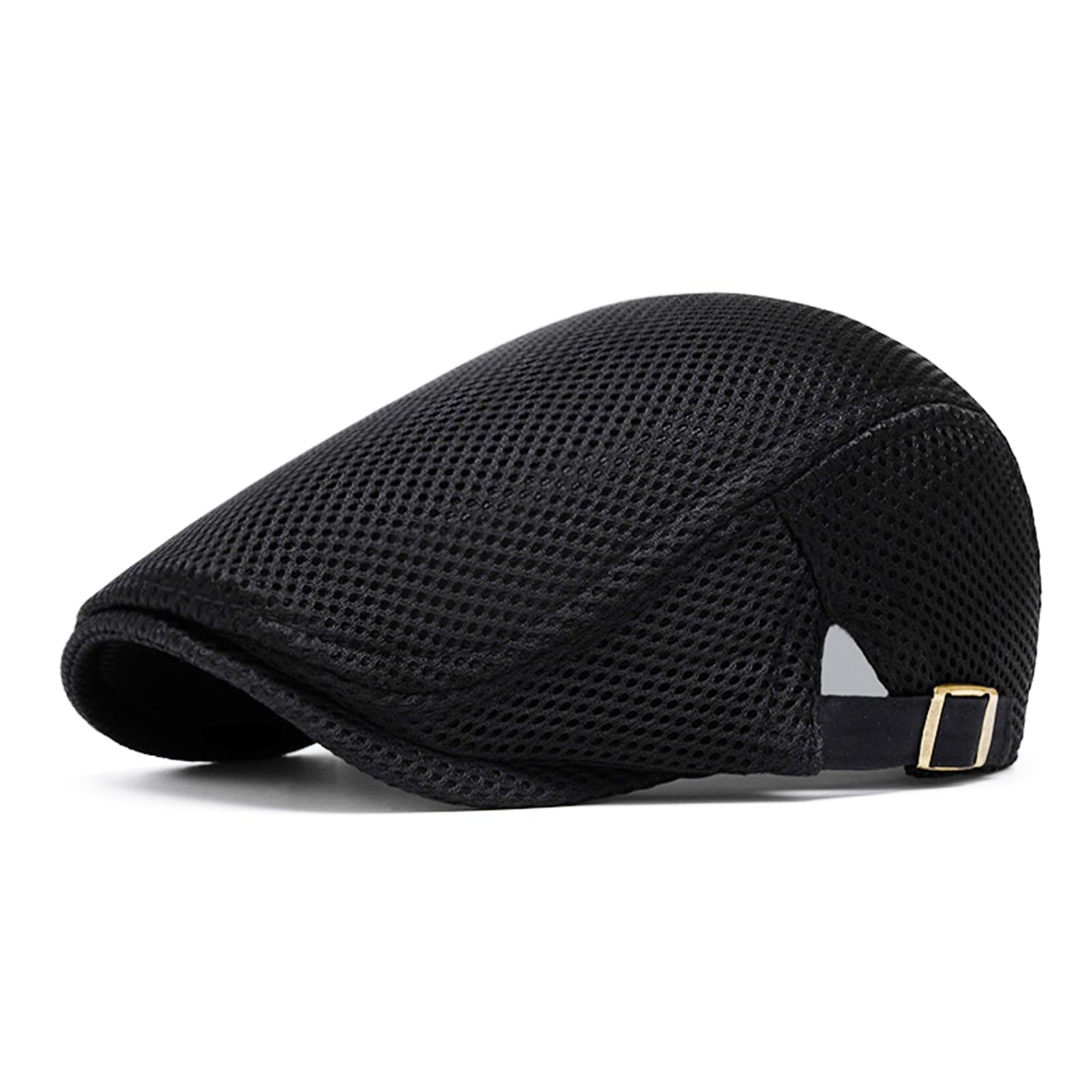 meioro Men's Mesh Flat Cap Breathable Summer Newsboy Hat Adjustable Beret Ivy Caps Irish Cabbie Driving Hats Black