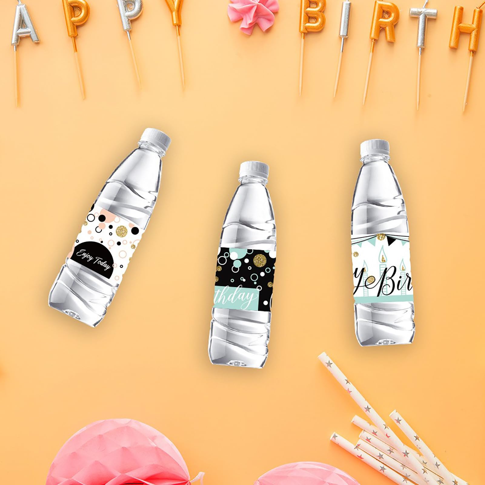 ROSÉ WINE Bottle Labels Pack of 30 'PEACH ROSES' Contemporary Design Self-Adhesive Easy Peel Vin Rose