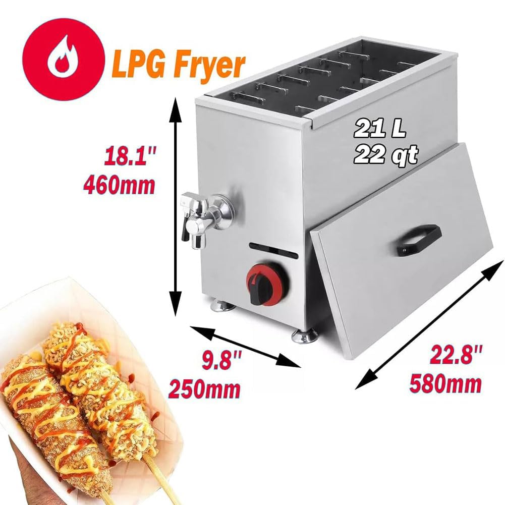 Machine à fromage commerciale pour hot-dog, friteuse de 21 L pour restaurant et cuisine à domicile – Thermostat précis, équipement de friture de saucisses pour hot-dogs, bâtonnets de fromage –