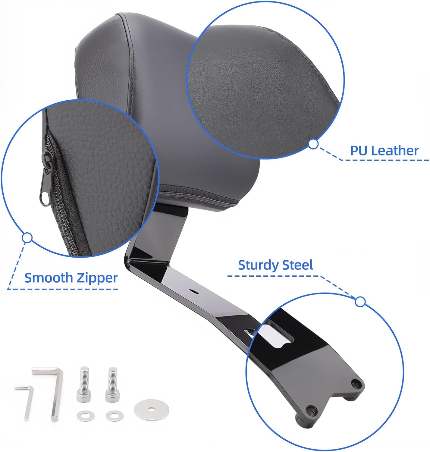 Comfort Driver Backrest for Indian Scout Sixty/Bobber/Classic 2025 Motorcycle Rider Back Rest Solo Seat Front Sissy Bar Backrest Pad, Black