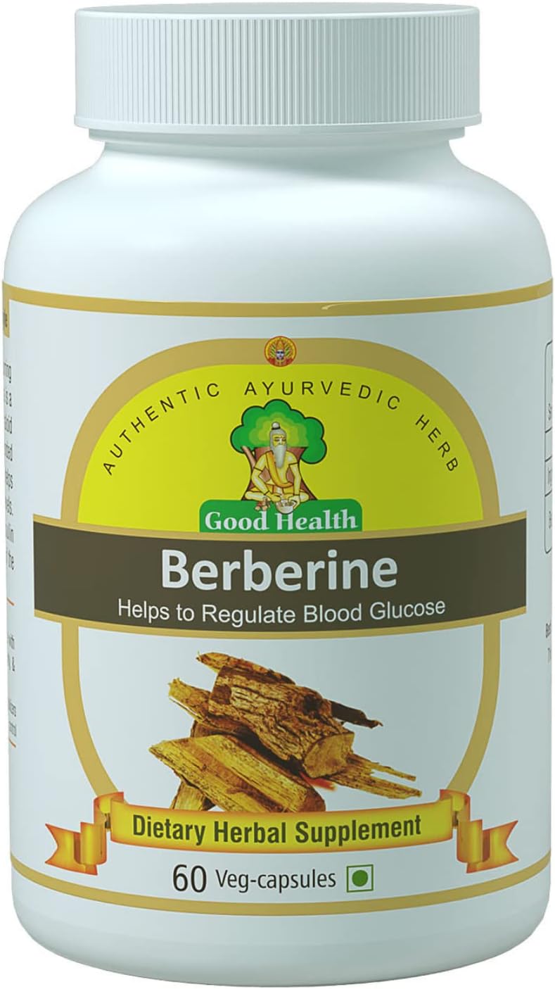Good Health Berberine Natural Extracts - 500Mg X 60 Veg Capsules - Dietary Herbal Supplement By Sushrut Ayurved Industries (Pack Of 1)