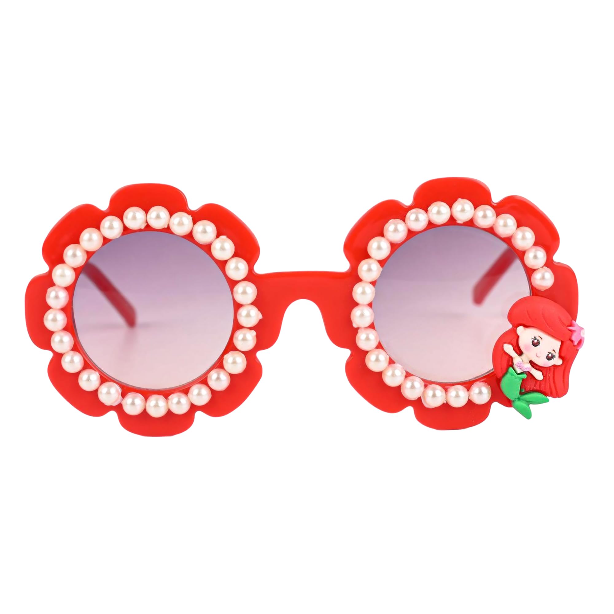 withlov.in Mermaid Sunglasses, Round Frame, Red Tinted UV400 Lenses, 2-6 Years perfect Birthday/Return Gift 4