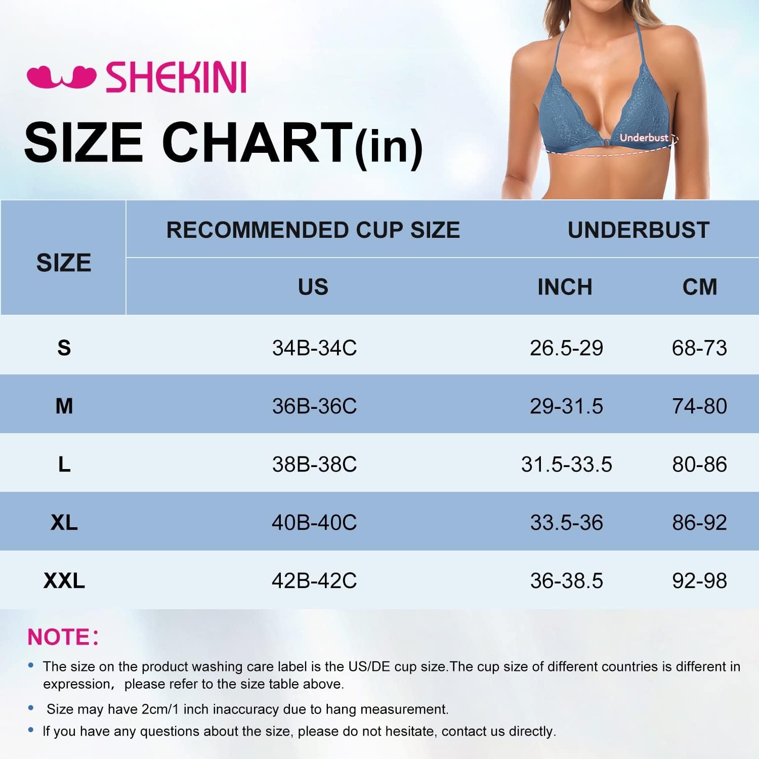 SHEKINI Reggiseno a triangolo ricamato da donna con chiusura frontale a tuffo senza fili leggermente foderato in pizzo bralette top
