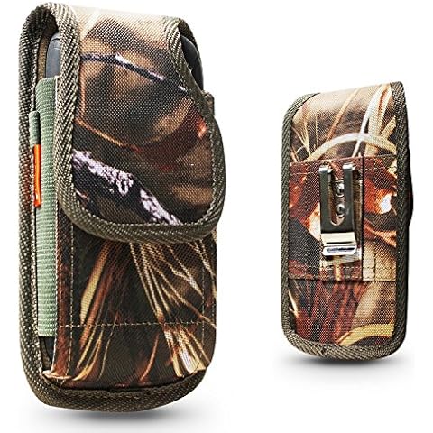 Kuteck Tree Army Camouflage Green Nylon Rugged Heavy Duty Belt Holster Pouch Clip Metal Fits For Samsung Galaxy Note 10 Plus, Note 9, Note 8 Otterbox / Lifeproof / Mophie Juice Pack Air/Plus Case On Cover