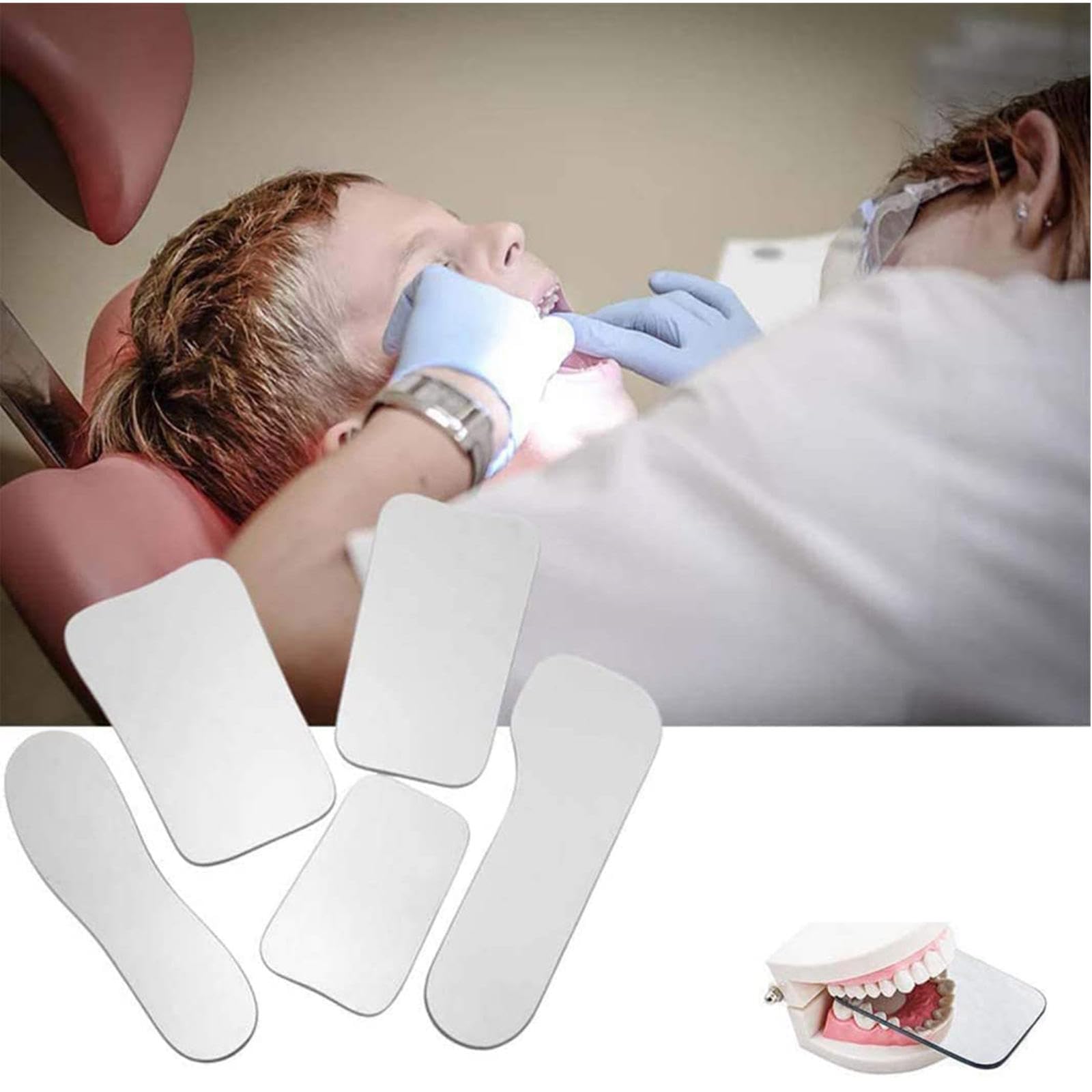 Miroir Intra-oral, 5 Pièces Photographiques Intra-orales Orthodontiques Dentaires, Miroir Réflecteur à 2 Côtés pour Verre Orthodontique de Dentiste de Clinique