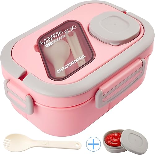 Miniatura 4 de Tinaforld Caja Bento de 2 capas, 64.2 fl oz, 5 compartimentos a prueba de fugas, lonchera reutilizable para adultos, hombres, mujeres