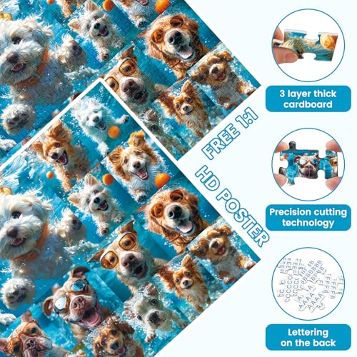 500 Piece Puzzle for Adults, Funny Puppy Animal Jigsaw Puzzles, Fun Cool Silly Puzzles with Underwater Dogs, 500 Pieces Birthday Party for Family Adult Funny Puzzle for Adults, 20.5×15 in by VOLUVOLU - Image 4