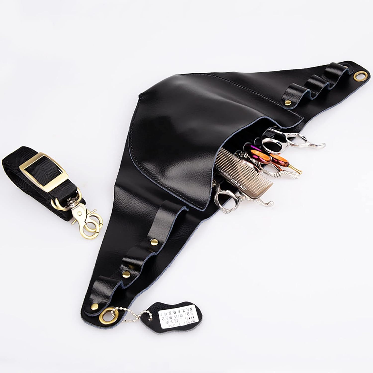 Scissor Bag,Genuine Leather Haircut Scissors Bag Multi-Functional Hairdresser's Scissors Shear Hairdressing Waist Holder Case Bag Cowhide(C)
