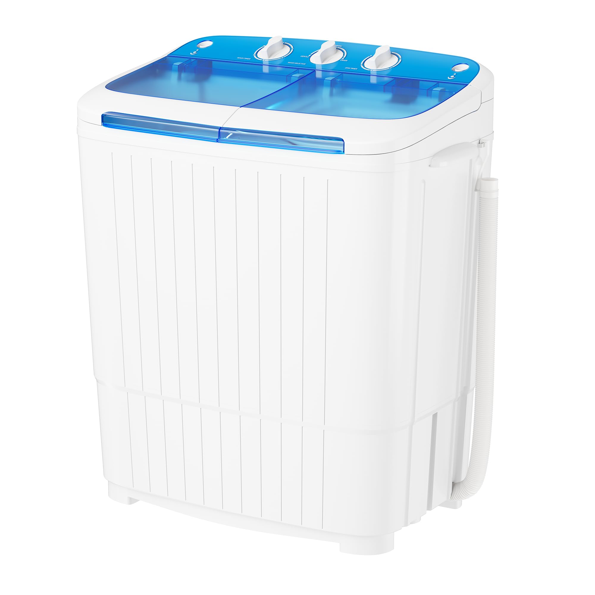 Lavadora portátil INTERGREAT con manguera más larga, 16 lb, tina doble, mini lavadora compacta con bomba de drenaje, lavadora semiautomática combinada para dormitorios y apartamentos, color azul