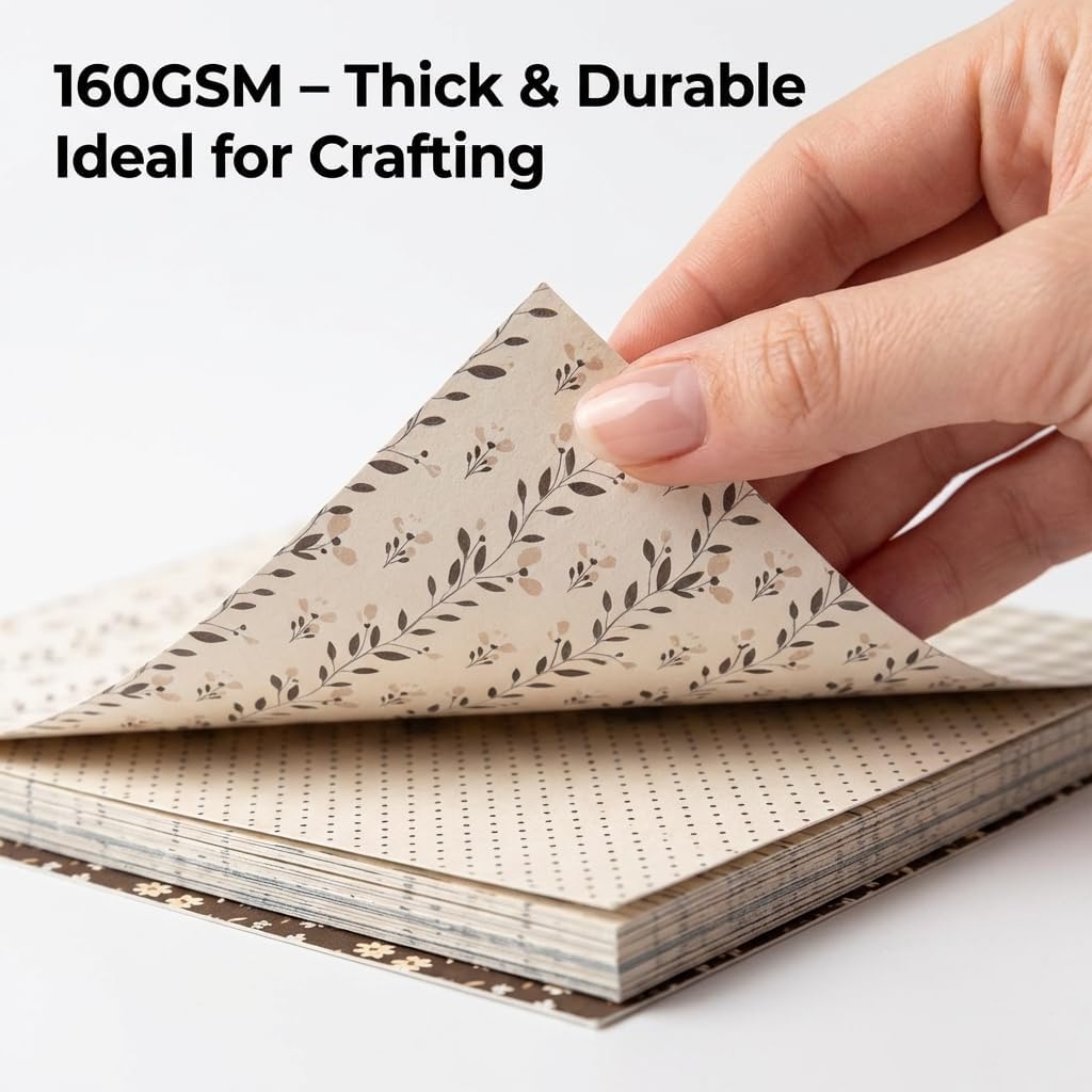 Neutral Scrapbook Paper Bundle 6x6 & 12x12, 48 Sheets Double-Sided Vintage Scrapbooking Paper Pad, Beige & Brown Background Paper for Journaling, Wedding Albums, Card Making & DIY Crafts image 2