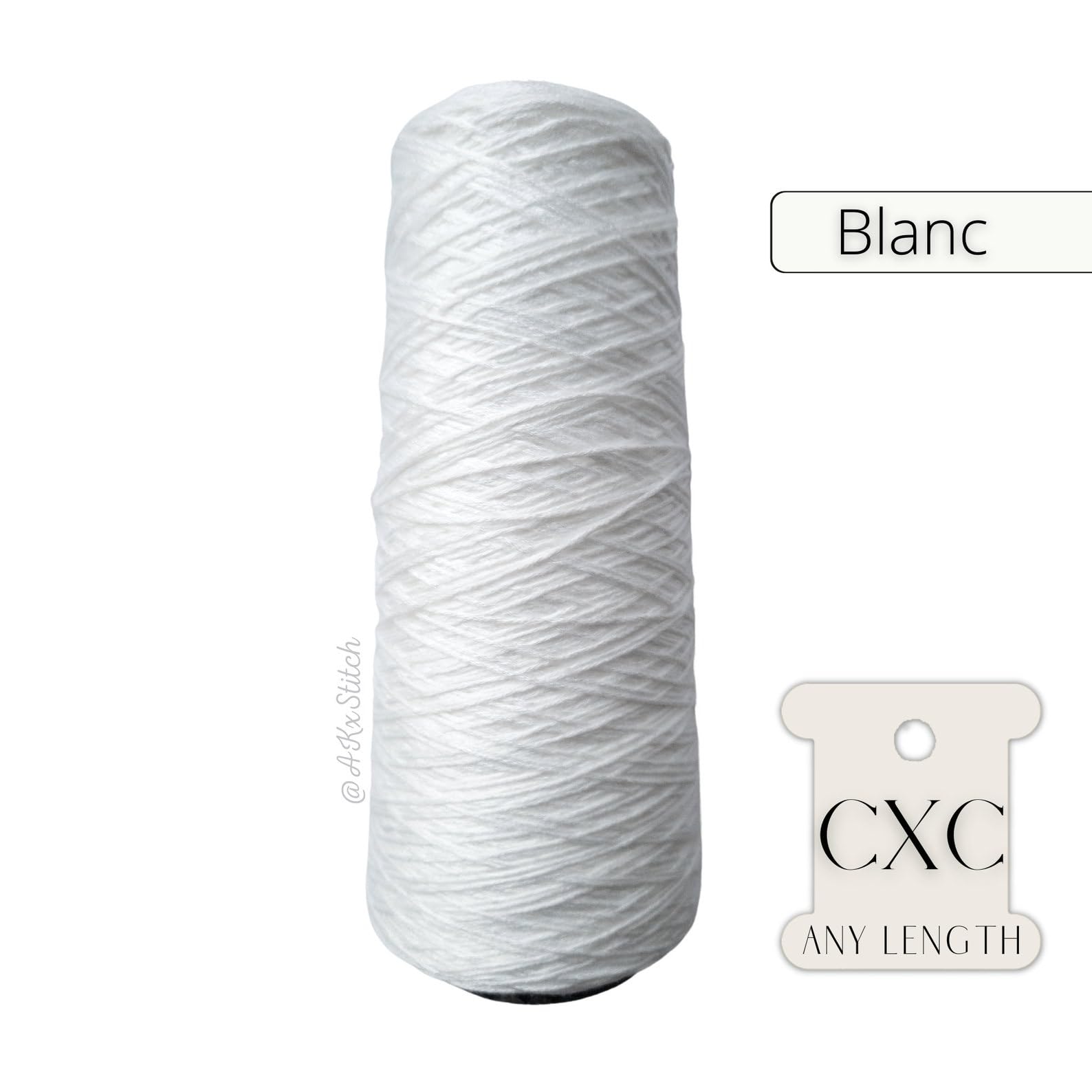 CXC Blanc ciepły biały stożek nici do haftu krzyżykowego, dopasowanie kolorów DMC, haftowana nić bawełniana cięta na metry (pełny stożek około 800 m)
