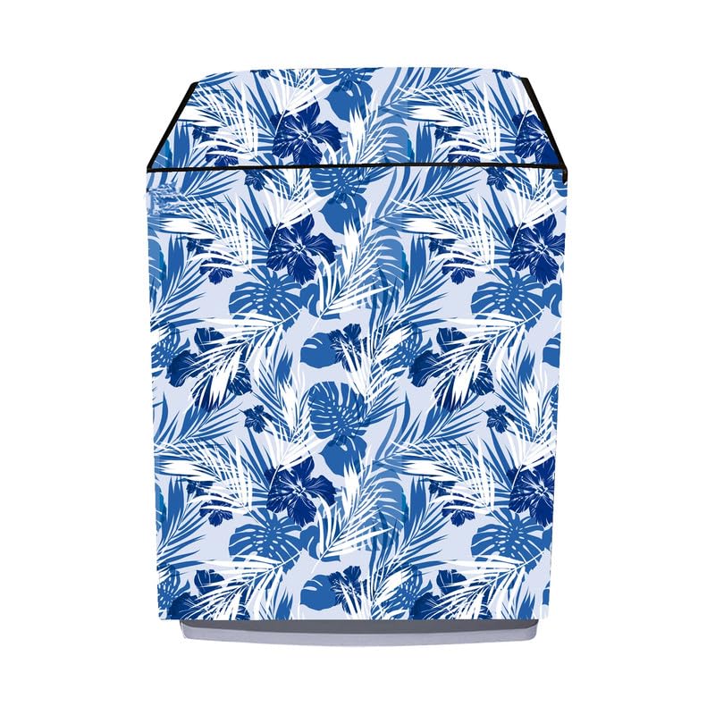 Image of Fully Automatic Top Load Washing Machine Cover Suitable For Samsung, Lg, Godrej, Whirlpool 6.5Kg, 7Kg, 7.5Kg, 8Kg, 9Kg, 10Kg, 11Kg ( 58Dx60Wx94H ), Waterproof Cover, White+Blue.