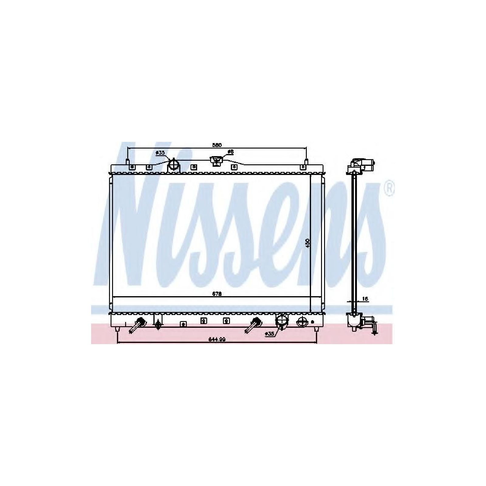 NISSENS Radiatore Motore 68142 - Raffreddamento Acqua Per Honda Stream 1.7 16V (2001-), Larghezza 698mm, Altezza 400mm, Spessore 16mm - 4